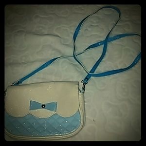 Baby blue and white kids purse